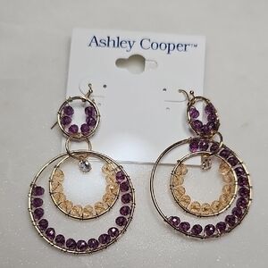 Ashley Cooper Amethyst and Champagne Beaded Earrings
